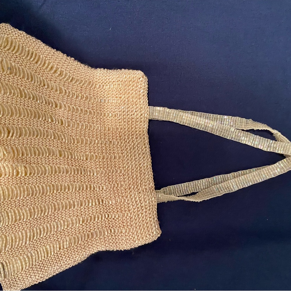 Elegant Gold Woven Tote Bag